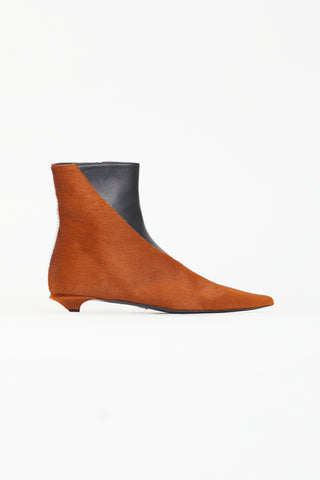 Proenza Schouler Black Leather & Brown Textured Ankle Boot