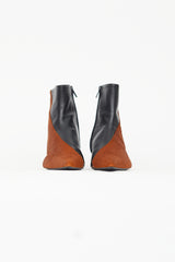 Proenza Schouler Black Leather & Brown Textured Ankle Boot