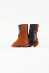 Proenza Schouler Black Leather & Brown Textured Ankle Boot