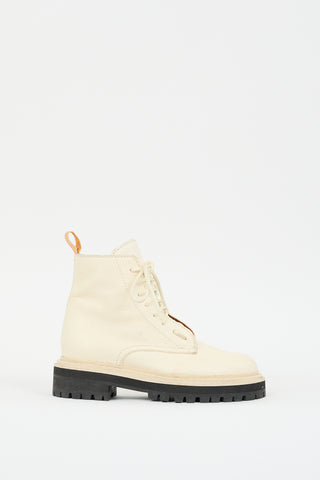 Proenza Schouler Cream Leather Combat Boot