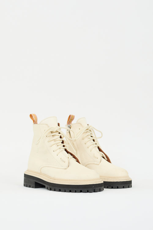 Proenza Schouler Cream Leather Combat Boot