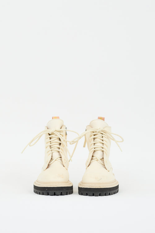 Proenza Schouler Cream Leather Combat Boot