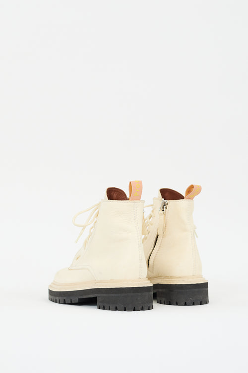 Proenza Schouler Cream Leather Combat Boot