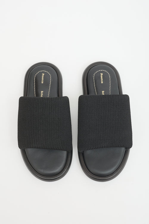 Proenza Schouler Leather & Knit Pipe Slide