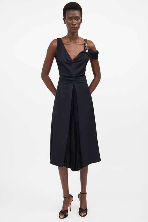 Proenza Schouler Black Woven Pleated Maxi Dress