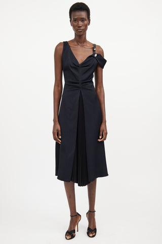 Proenza Schouler Black Woven Pleated Maxi Dress