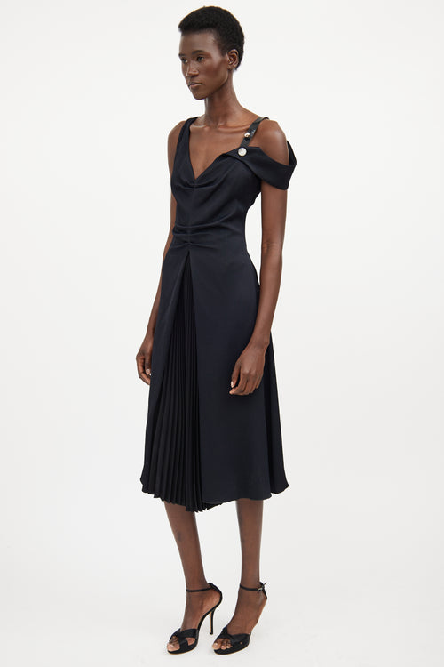 Proenza Schouler Black Woven Pleated Maxi Dress