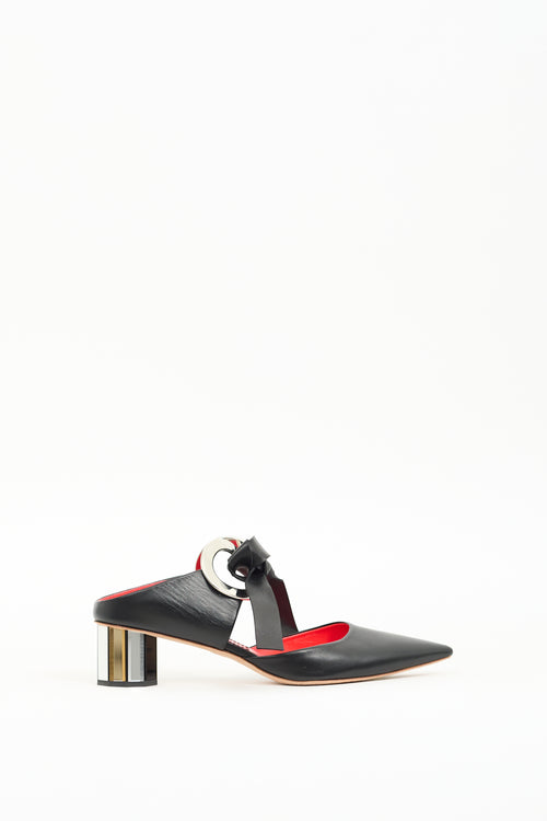 Proenza Schouler Black Leather Heeled D'orsay Mule