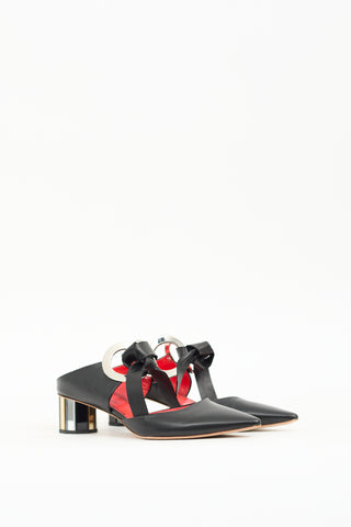 Proenza Schouler Black Leather Heeled D'orsay Mule