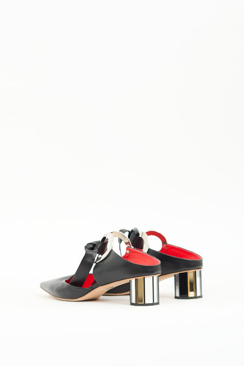 Proenza Schouler Black Leather Heeled D'orsay Mule