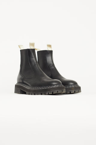 Proenza Schouler Black Leather Contrast Stich Chelsea Boot