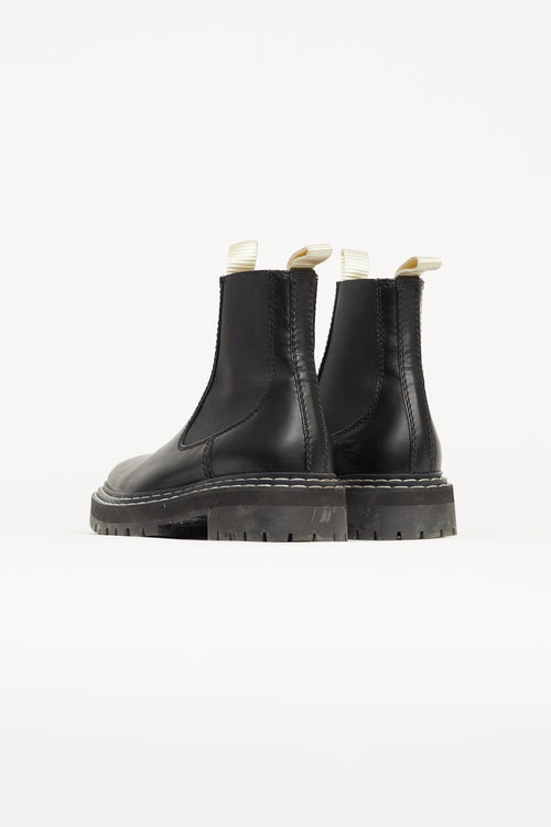 Proenza Schouler Black Leather Contrast Stich Chelsea Boot