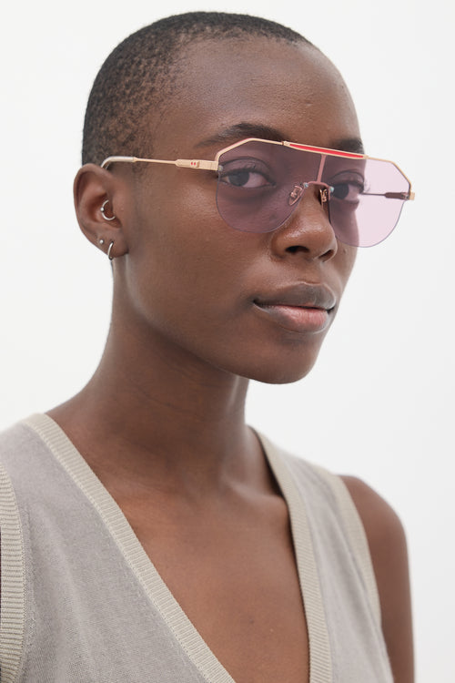 Projekt Product Pink & Rose Gold AU2 C8PG Shield Sunglasses