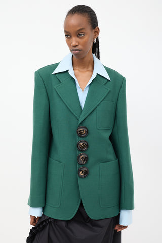 Pronounce Green Wool Four Button Blazer