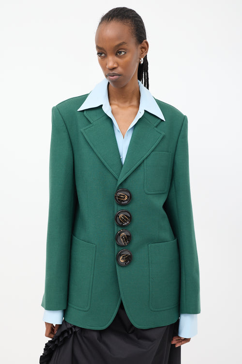 Pronounce Green Wool Four Button Blazer