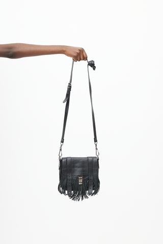 Proenza Schouler Black PS1 Leather Fringe Bag