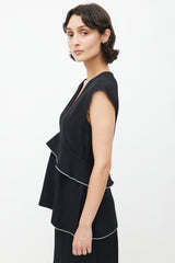 Proenza Schouler Black & White Ruffled Top