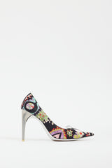 Emilio Pucci Black & Multi Satin Patterned Heel