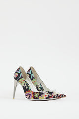 Emilio Pucci Black & Multi Satin Patterned Heel