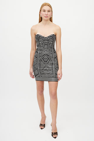 Emilio Pucci Black & White Geometric Patent Dress