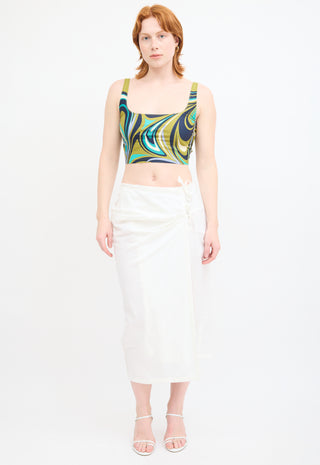 Emilio Pucci Green & Multicolor Print Cropped Tank Top