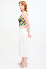 Emilio Pucci Green & Multicolor Print Cropped Tank Top