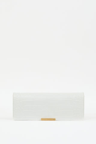 Emilio Pucci White Embossed Leather Clutch