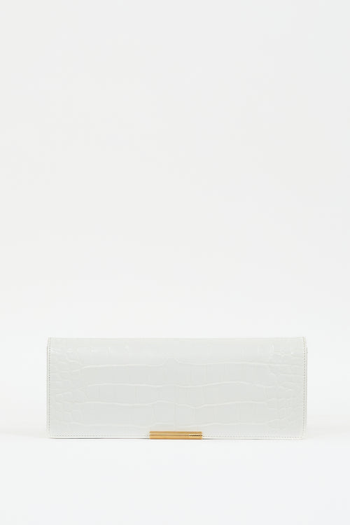 Emilio Pucci White Embossed Leather Clutch