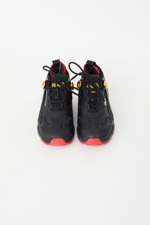 Puma X Balmain Black & Red Leather Sneaker