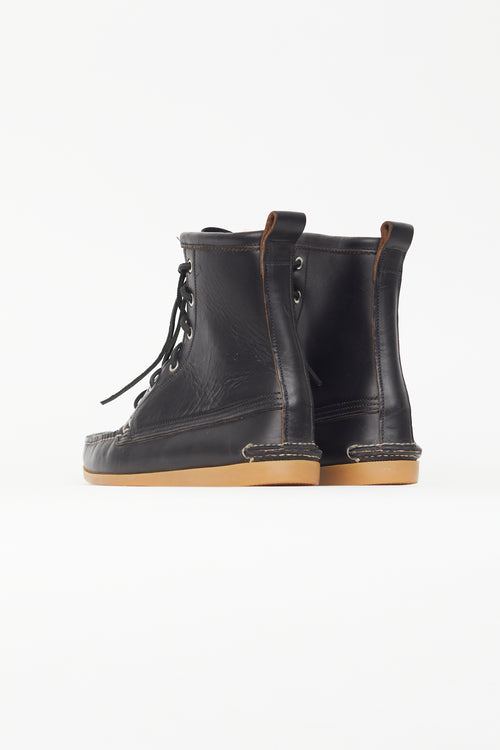 Quoddy Brown Leather Moc Toe Boot