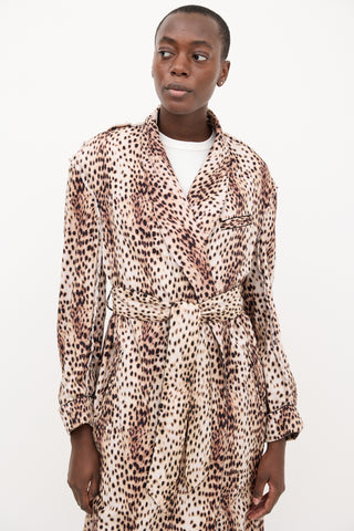 R13 Beige & Black Printed Shredded Seam Robe