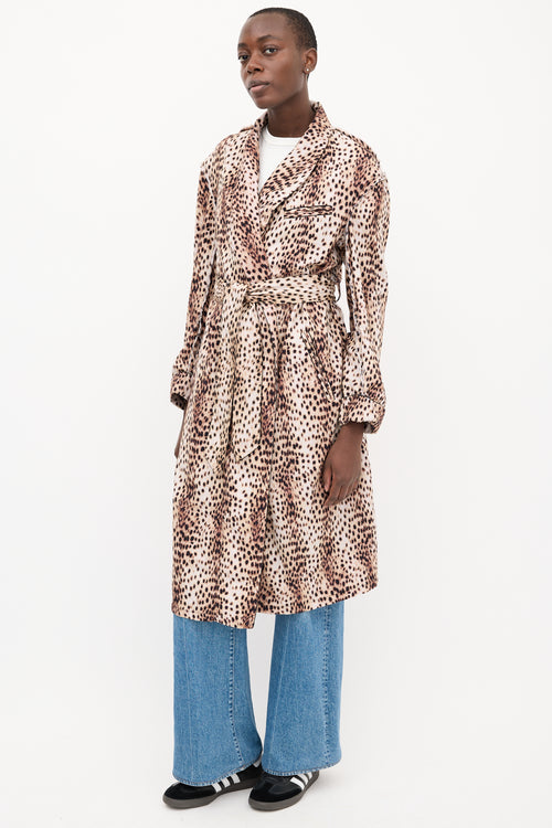 R13 Beige & Black Printed Shredded Seam Robe