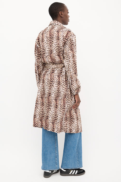 R13 Beige & Black Printed Shredded Seam Robe