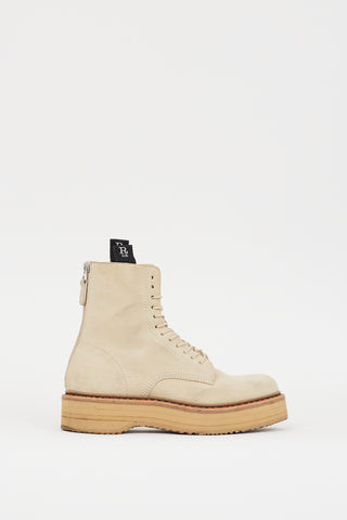 R13 Beige Suede Single Stack Boot