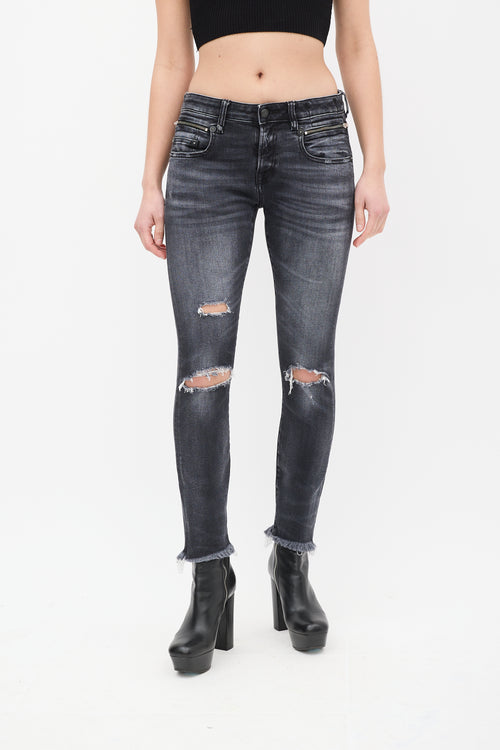 R13 Black Biker Boy Skinny Jeans