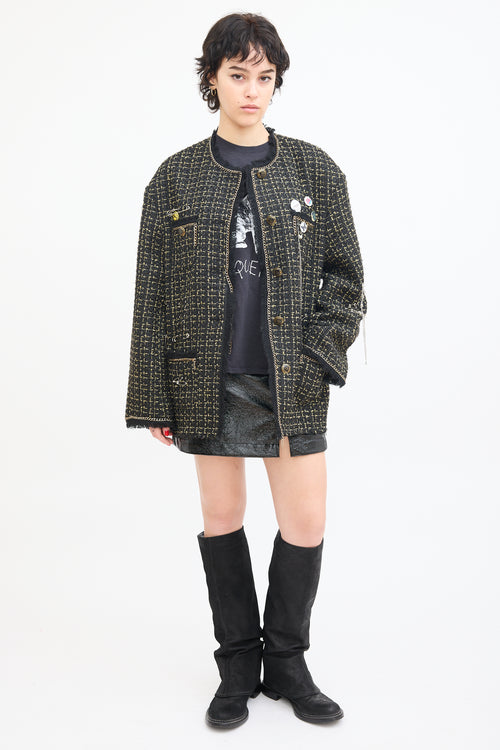 R13 Black & Gold Tweed Slouch Jacket