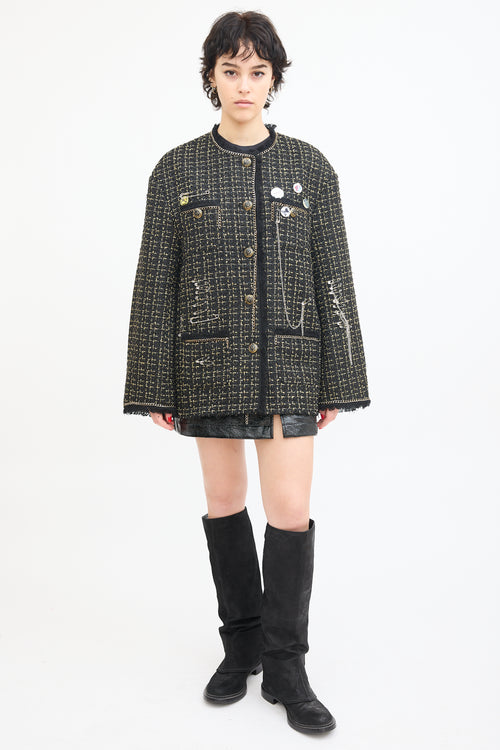 R13 Black & Gold Tweed Slouch Jacket