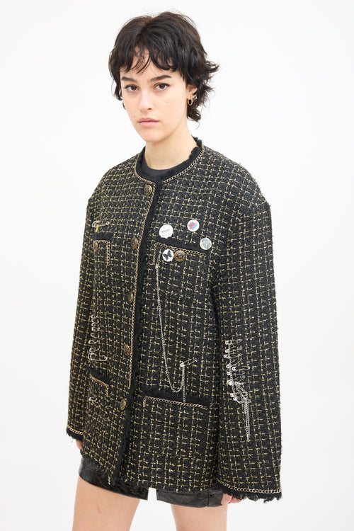 R13 Black & Gold Tweed Slouch Jacket