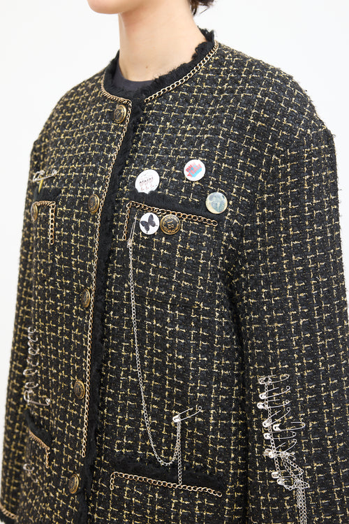 R13 Black & Gold Tweed Slouch Jacket