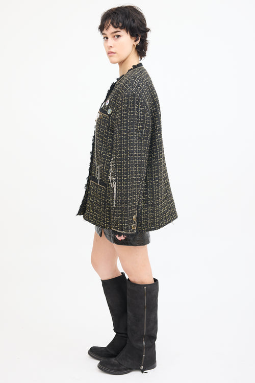 R13 Black & Gold Tweed Slouch Jacket