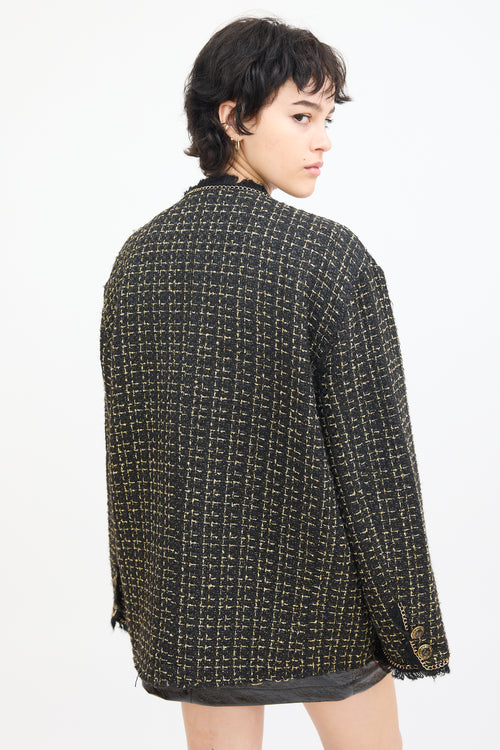 R13 Black & Gold Tweed Slouch Jacket