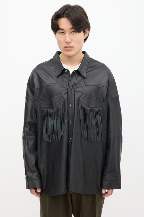 R13 Black Leather Fringe Jacket