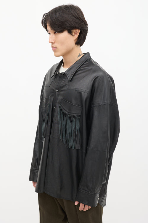 R13 Black Leather Fringe Jacket