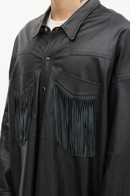 R13 Black Leather Fringe Jacket