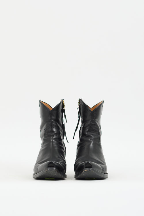 R13 Black Leather Western Ankle Boot