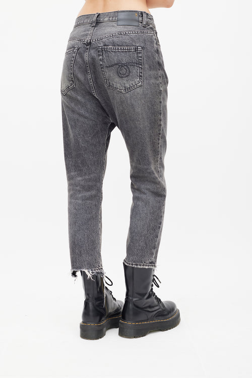 R13 Washed Black Leyton Tailored Drop Jeans