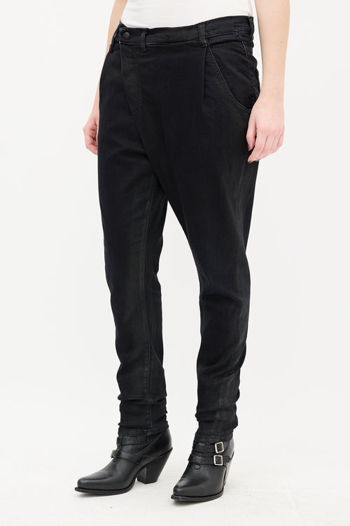 R13 Black Waxed X-Over Skinny Jeans