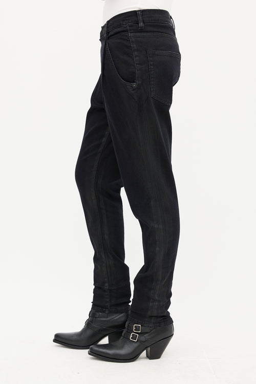 R13 Black Waxed X-Over Skinny Jeans