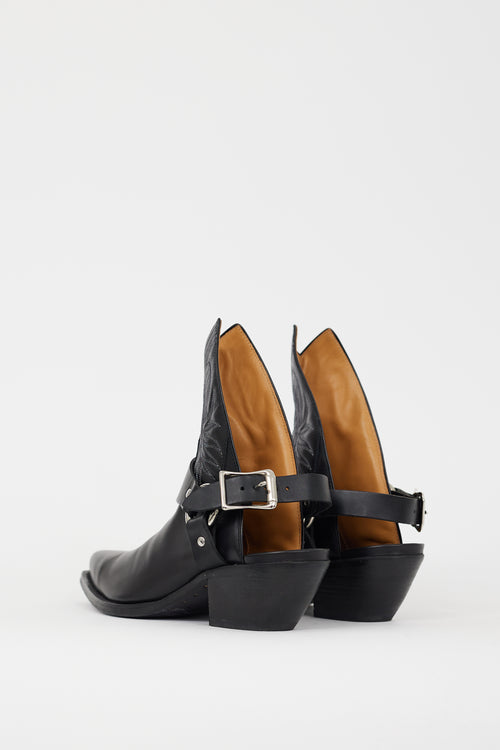 R13 Black & Grey Leather Half Harness Western Boot