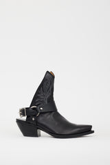 R13 Black & Grey Leather Half Harness Western Boot